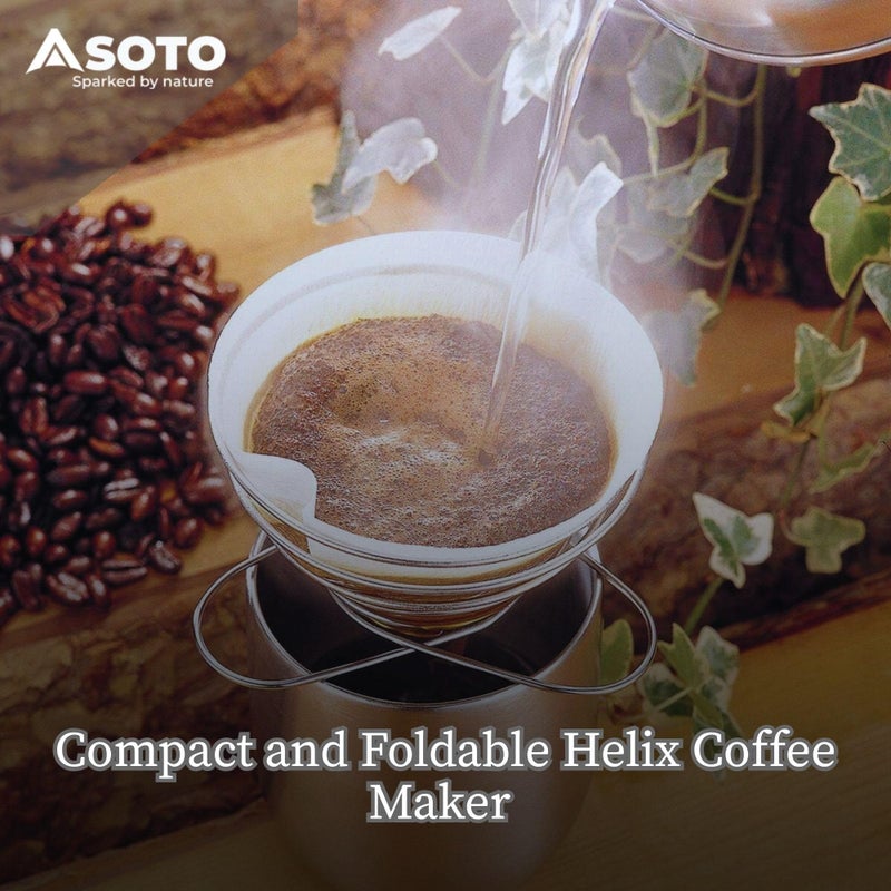 SOTO Compact Helix Coffee Maker - Portable Stainless Steel Pour Over Coffee Dripper for Travel, Camping, Bikepacking, and Home - Lightweight, Foldable, and Eco-Friendly Design - Image 2